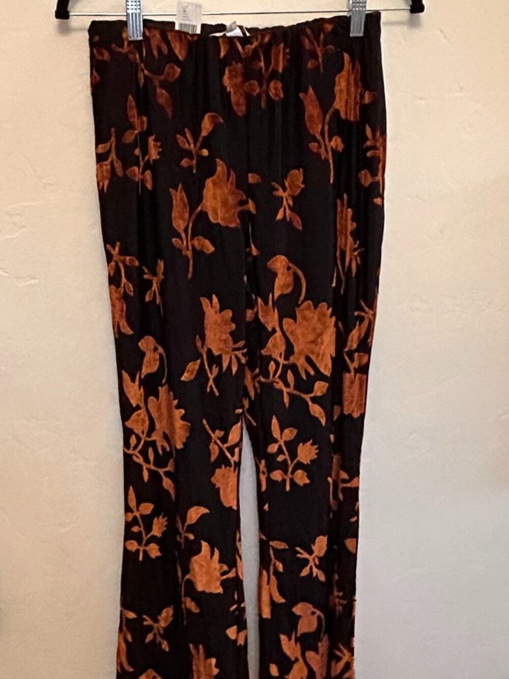 NWT Hutch pants size S black with copper flowers, flared leg #indiesleeze #boho